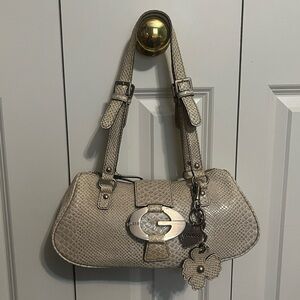 Vintage Guess Y2K Cream Vegan Snake Embossed Leather Bag Charm READ